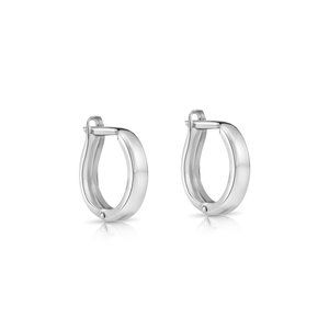 14k Everyday Huggie Hoops, Solid and Lightweight 14k White Gold, Made in USA